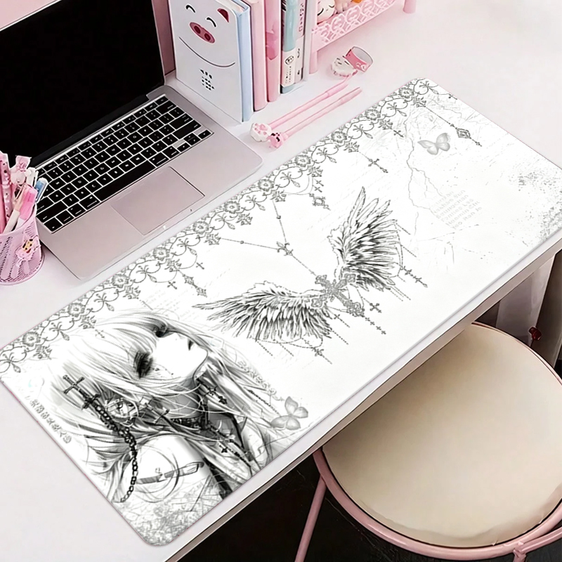 Esports Gaming Mousepad - Leren muismat Zwart Wit Anime Esthetiek