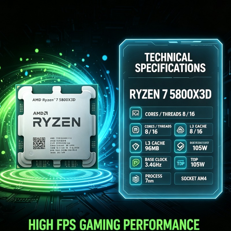 Amd Cpu Ryzen 7 - 96MB Grote Cache AMD Ryzen 7