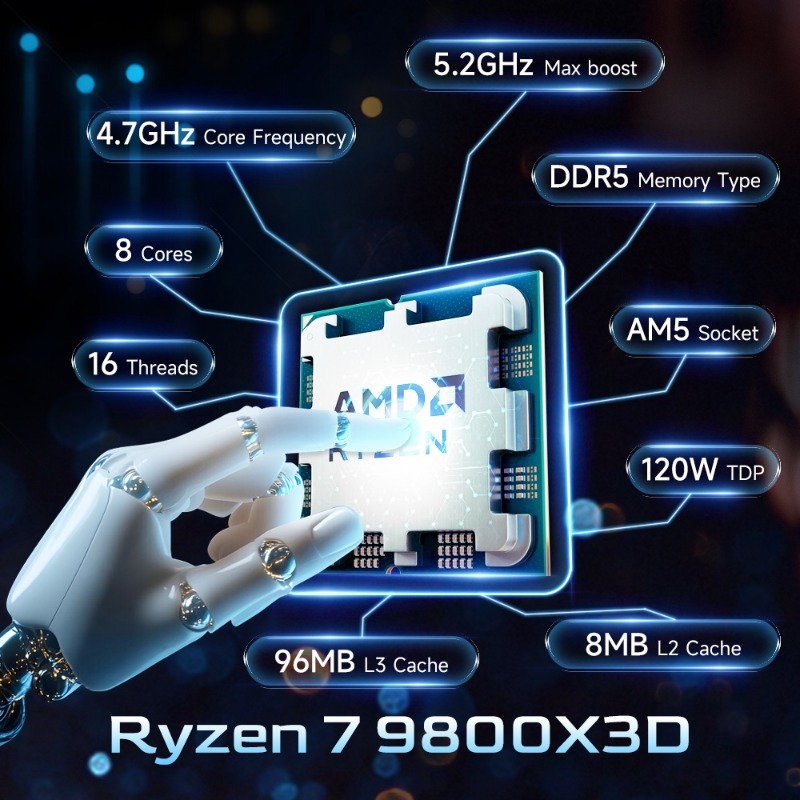 AMD Ryzen 7 9800X3D X3D Cache  - Amd Cpu Ryzen 7 recensie en prijs